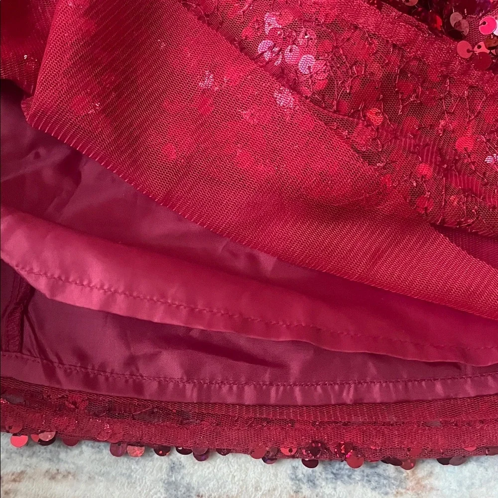 (093)Cat & Jack Sparkling Red Sequin Mini Skirt